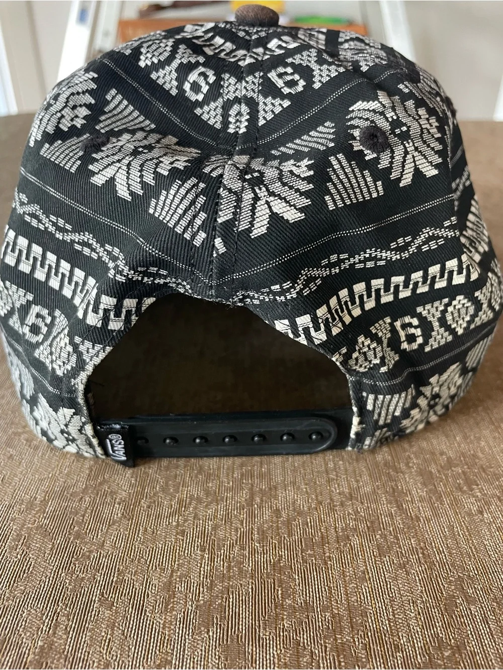 Vans Black and White Aztec Patterned Five-Panel Hat Adjustable Snap Back